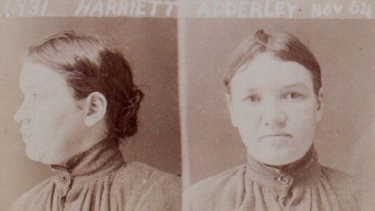 Harriet Adderley’s prison mugshot, 1904. Picture: Public Records Office of Victoria