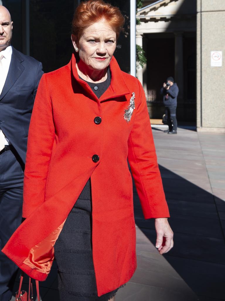 Senator Pauline Hanson appeared in Federal Court on Thursday. Picture: Monique Harmer