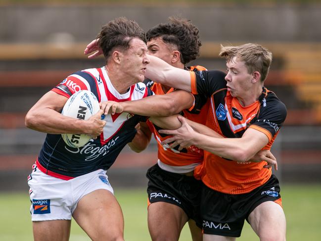 Tyreece Tait tries to break the defence. Picture: Julian Andrews