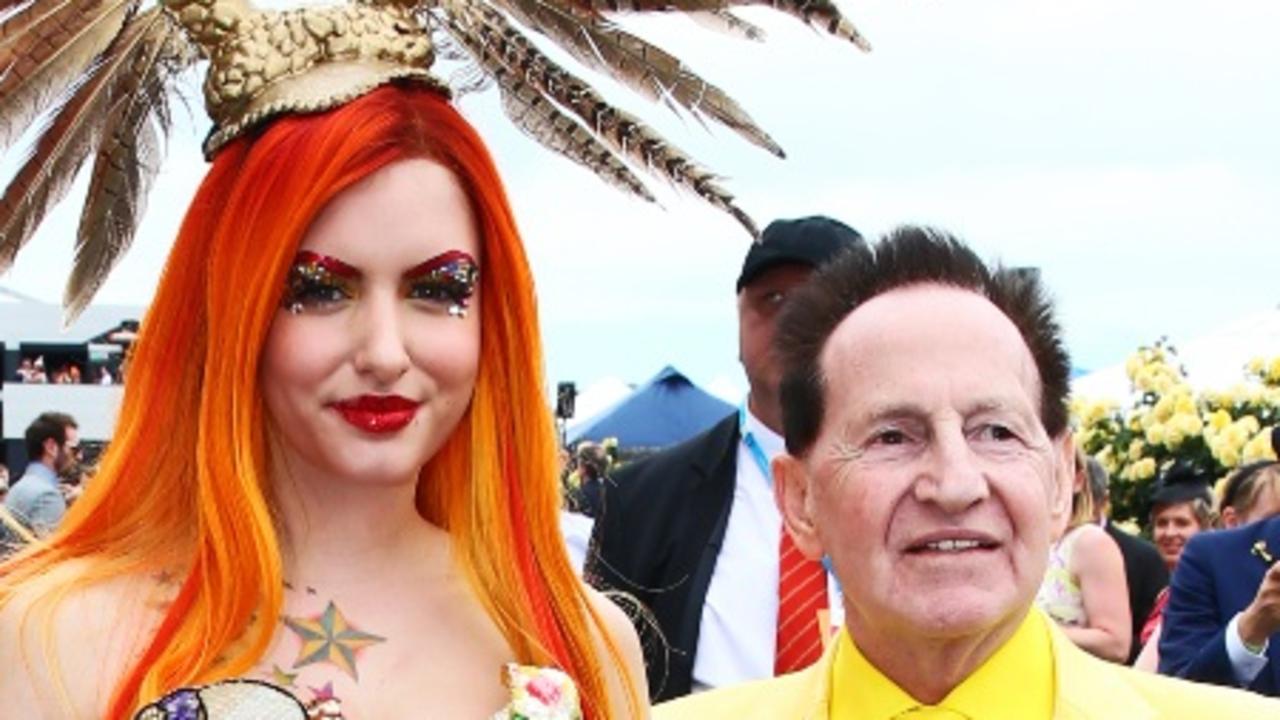 Gabi Grecko with Geoffrey Edelsten after his proposal in the Birdcage enclosure in 2014.