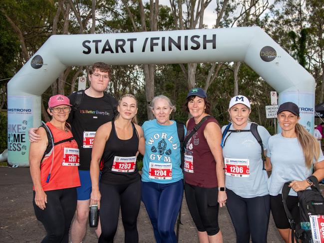 Completing the 20km hike, World Gym staff in the 20K group; from left; Tanya Hall, Brendan Haynes, Jo Kent, Cheryl Anderson, Kylie Tierney, Sarah McVeigh and Madeleine Turner. The Base Services, Hike for Homeless held at Jubilee Park. October 19th, 2024