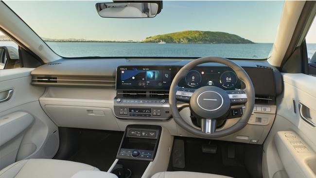 The interior of the 2023 Hyundai Kona Premium