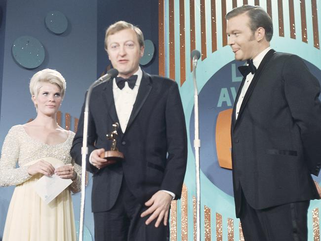 TV presenter Graham Kennedy with Bert Newton at the Logie Awards in 1969.