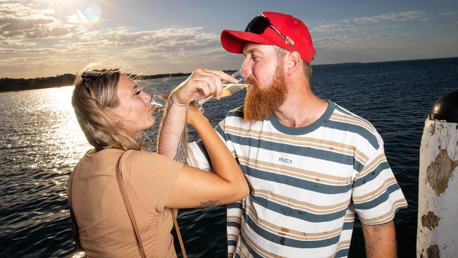 Savanah Fisher and Thomas Miller in Rye, on the Mornington Peninsula. Picture: Mark Stewart