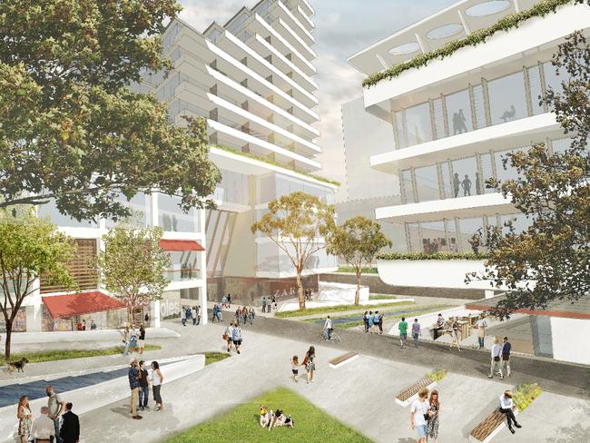 Artist impressions of the residential and commercial precinct at Brookhollow Ave, Baulkham Hills.