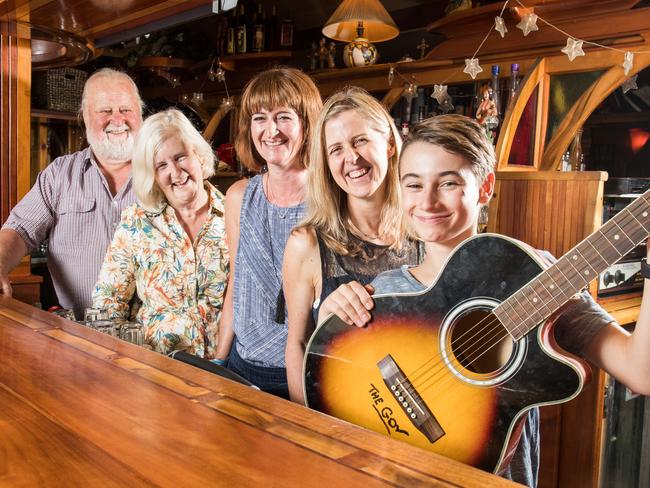 ALL TOGETHER: Brian, Vivien, Joanne, Melissa and Louis behind the bar of popular Port Rd music venue The Gov. Picture: Matt Loxton