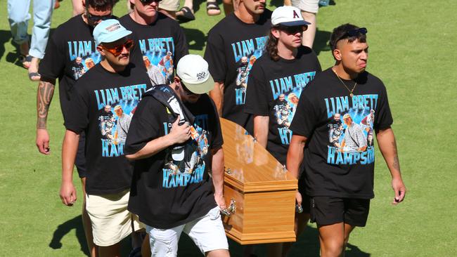 Liam Hampson was farewelled in a public service at Redcliffe’s Moreton Daily. Picture: David Clark