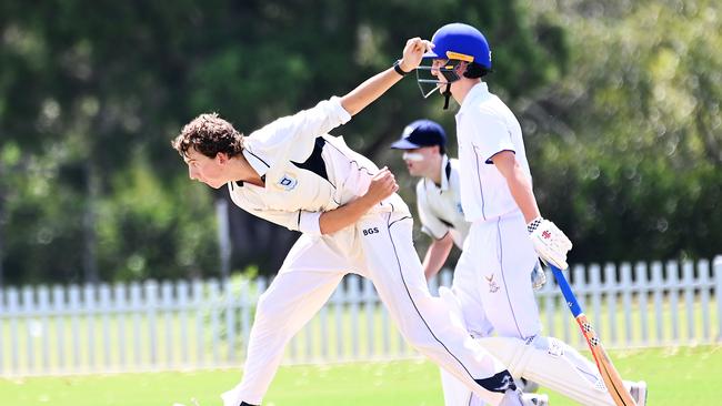 Brisbane Grammar School bowler Isaac Lutz bowling last Saturday. Picture, John Gass