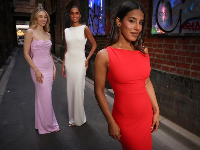 Designer Effie Kats with models Anna Lynn and Tiggi Temam. Picture: David Caird