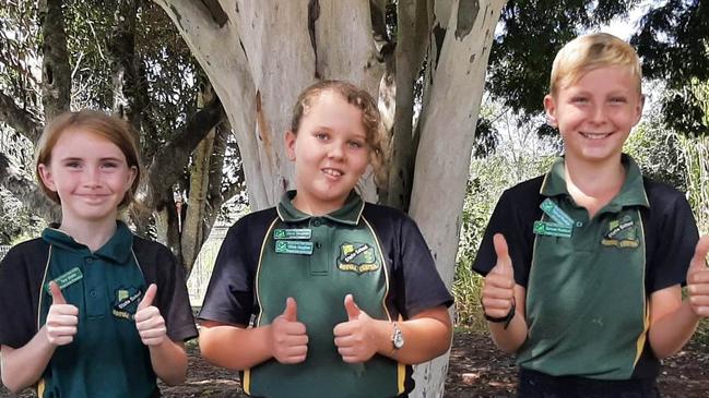 Booyal Central State School 2023 leaders: Tara, Olivia and Samuel.