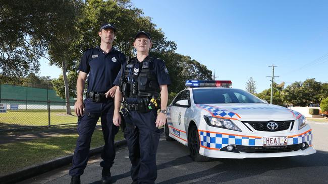 The future of policing is going to be more mobile and technology driven. Rapid Action Patrol officers Sergeant Matt Pyke and Senior Constable Klay Williams (left) at work. Picture Glenn Hampson