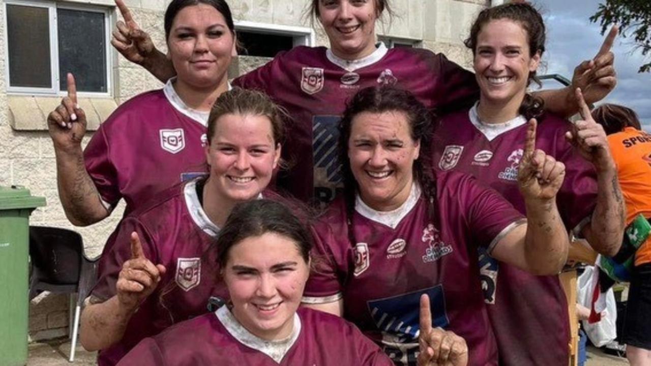 Dalby Diehard's player Mikaela Lankowski (front) fractured her vertebrae in a Toowoomba Rugby League women's match on Sunday, May 12. A GoFundMe has been launched to help Mikaela through surgery and recovery.