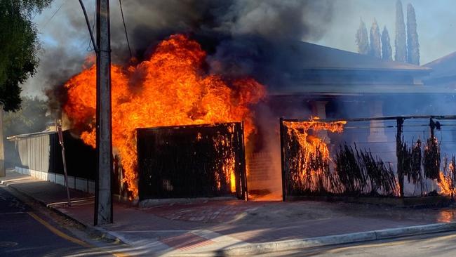 A fire tore through an Unley home on Christmas Eve. Pictures: 7NEWS