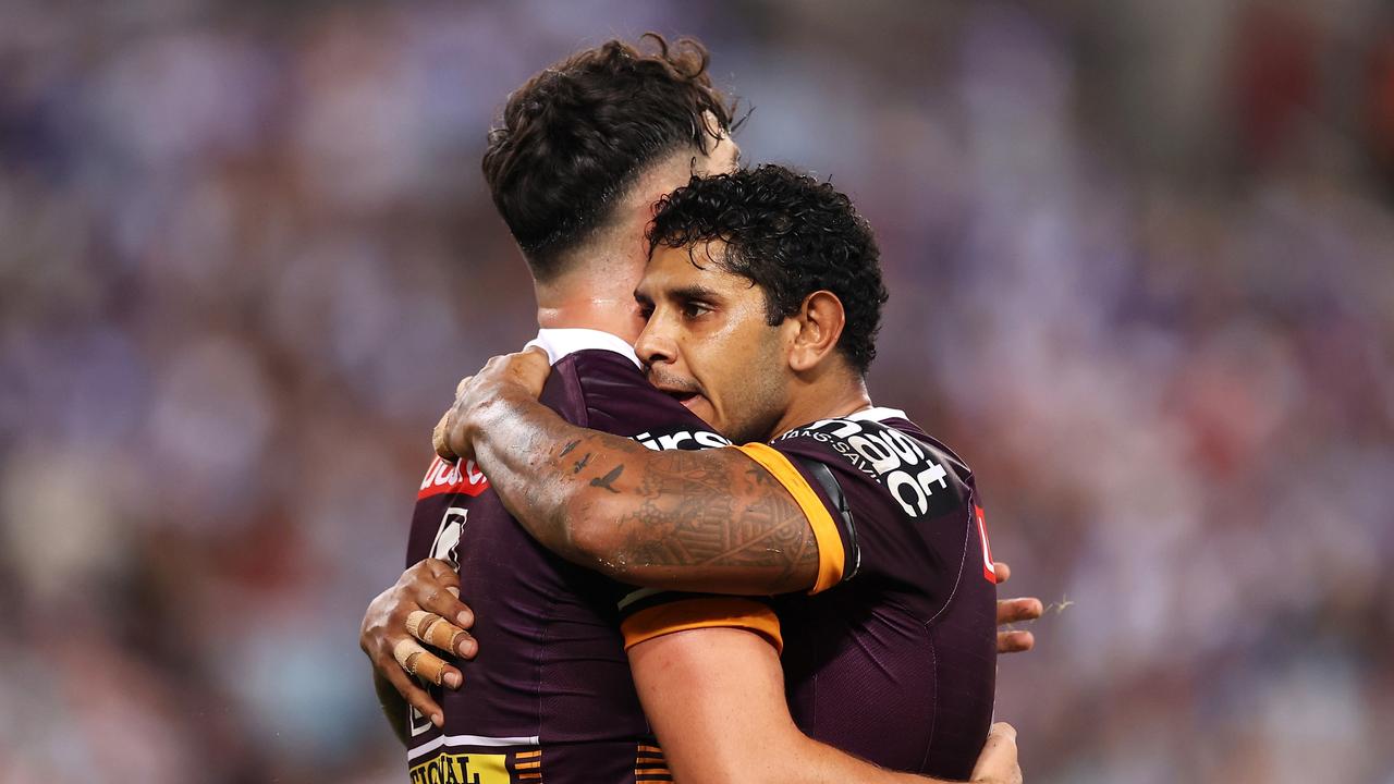 Albert Kelly (R) embraces Herbie Farnworth, two players who look reborn alongside Reynolds Picture: Getty