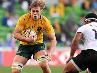 ROOKIE AUSSIE: Ned Hanigan had a strong debut for the Wallabies. His brother Charlie 'delayed' his university graduation on the Gold Coast to watch the Melbourne match.