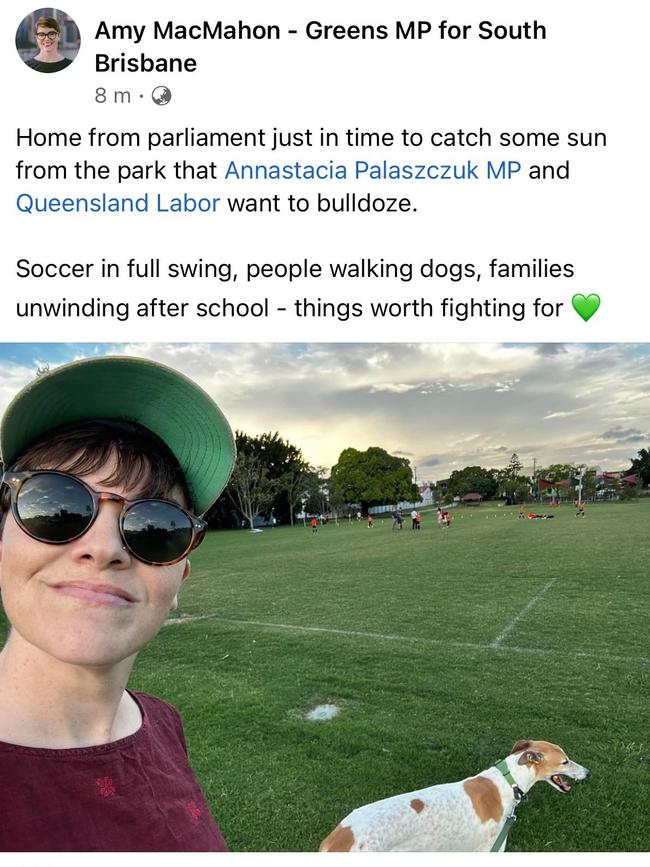 Greens MP Amy MacMahon was quick to delete her Facebook post on Thursday night after being criticised by Premier Annastacia Palaszczuk for leaving parliament early.