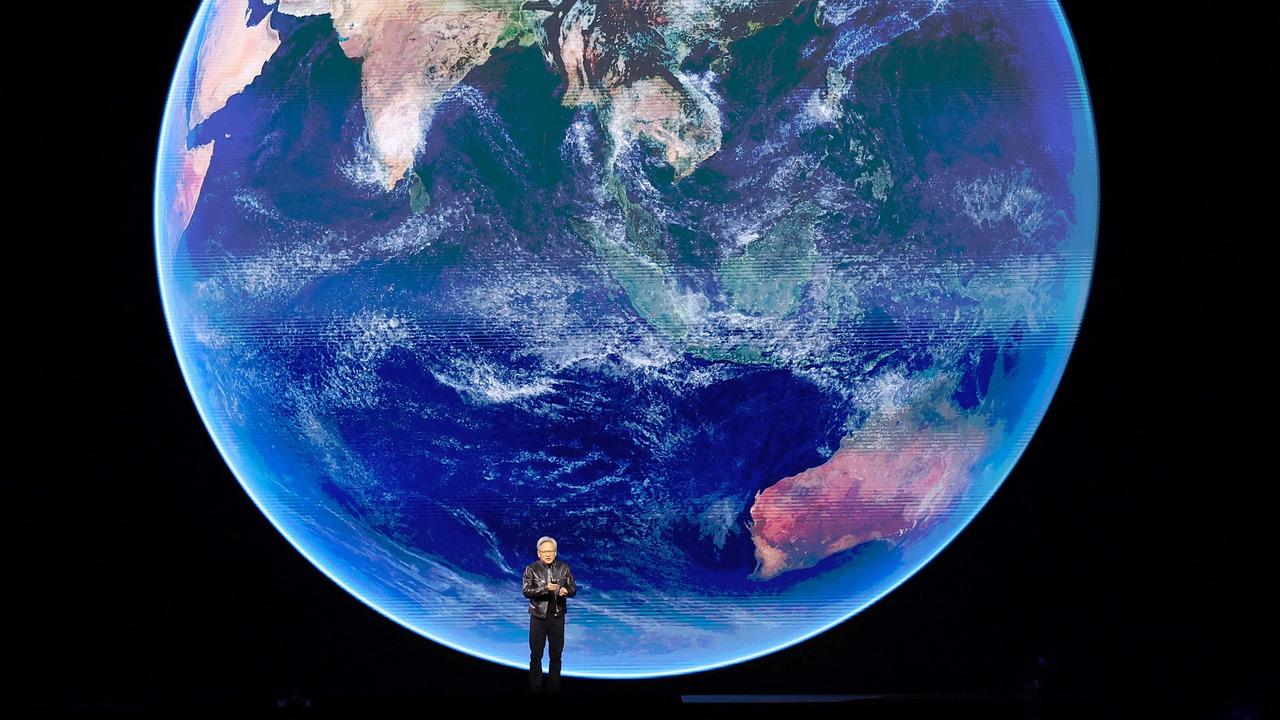 Nvidia CEO Jensen Huang delivers a keynote address. Picture: AFP