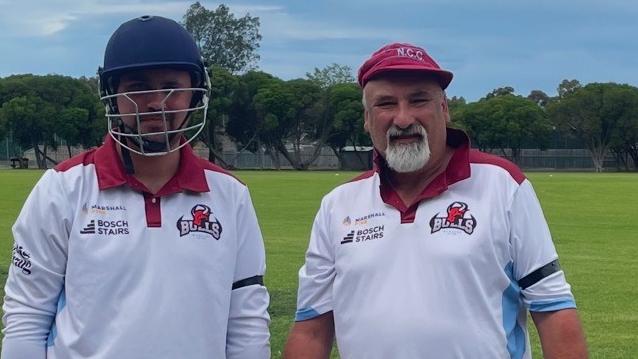 Frank Canadillas with his son Luke. Picture: Newcomb Cricket Club.