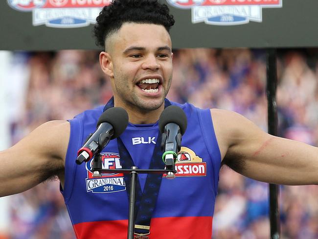 2016 AFL Grand Final match between the Western Bulldogs and the Sydney Swans at the Melbourne Cricket Ground (MCG), Melbourne, Australia on October 1, 2016. Western Bulldogs and Norm Smith medalist Jason Johannisen. Picture Michel Klein