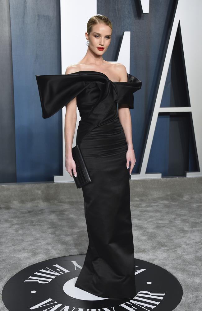 Rosie Huntington-Whiteley arrives at the Vanity Fair Oscar Party on Sunday, Feb. 9, 2020, in Beverly Hills, Calif. (Photo by Evan Agostini/Invision/AP)
