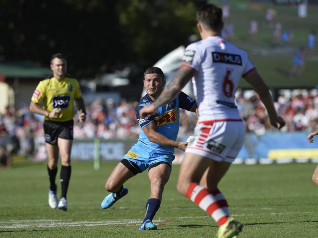 Ash Taylor of Gold Coast Titans v St George Illawarra Dragons in NRL round 3 at Clive Berghofer Stadium, Sunday, March 25, 2018.