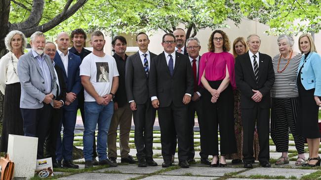 ACT and NT Senators and Members posed for a photo before the final vote Restoring Territory Rights Vote in the senate at Parliament House in Canberra. Picture: NCA NewsWire/Martin Ollman