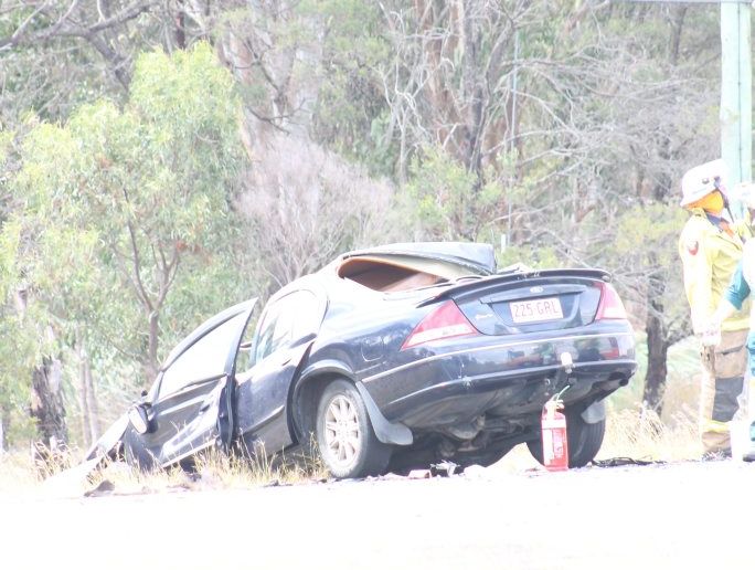 A man died when the sedan he was driving and a B double truck collided on the New England Hwy, south of Dalveen. 