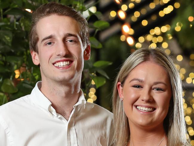 Pictured at Alibi Bar in Woolloomooloo are Ruby Madden, 23 and Josh Starr, 21.They are big fans of The Bachelor and have been previously inspired by The Bachelor dates, booking a Cork and Chroma wine and paint session after seeing it in last season series. They see each other 4-5 times per week so use dining out and date nights usually spending about $100 upwards per date night.Picture: Richard Dobson