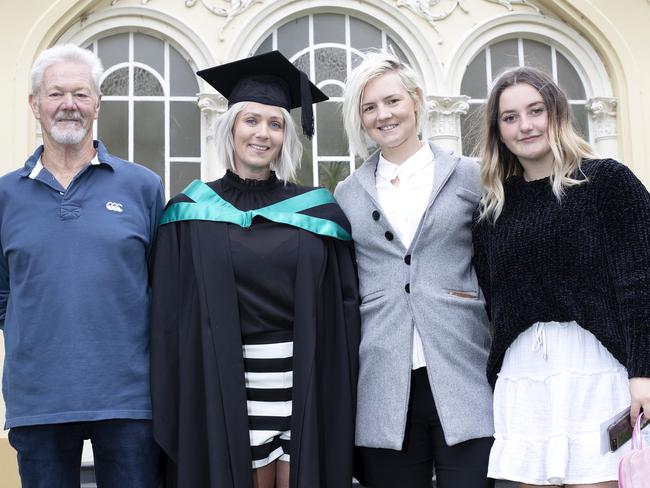 Geoff Elmore, sarah Elmore, Samara Digney and Bella Scott at the UTAS Graduation at Launceston. PICTURE CHRIS KIDD