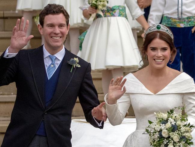 Britain's Princess Eugenie, right, and her husband Jack Brooksbank are parent to a baby boy. Picture: AFP