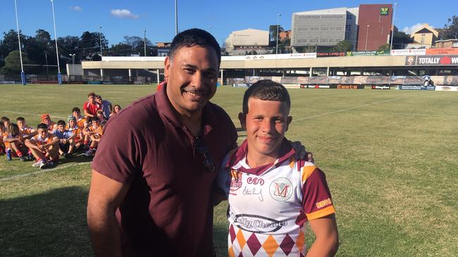 Justin Hodges presented the man of the match to Jahrel Conlon.