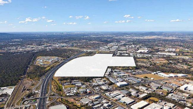 WACOL’S SHOT IN THE ARM: Aerial shot of the 60ha site for the new business and industry park Metroplex Westgate. Picture: Contributed