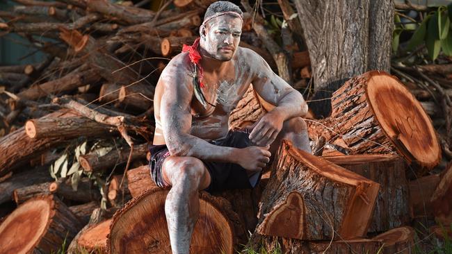 Richie Fa'aoso after performing an Aboriginal dance with fellow residents of The Glen rehabilitation centre. Picture: Troy Snook