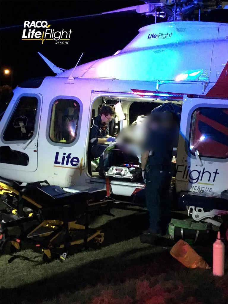 A young boy has been flown to hospital after he was severely burned while lighting a fire in the South Burnett. Photo/RACQ LifeFlight Rescue