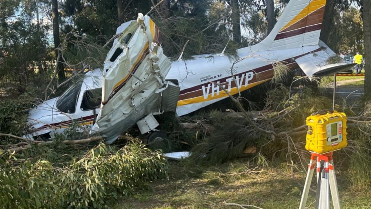 Injuries after plane crashes near school