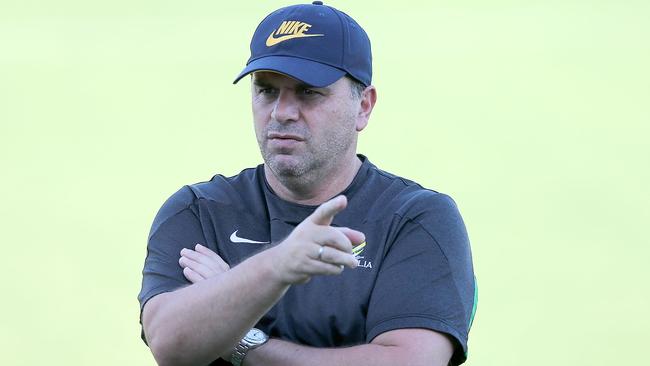 NEWCASTLE, AUSTRALIA - JANUARY 25: Ange Postecoglou coach of the Socceroos points during an Australian Socceroos Asian Cup training session at Cooks Hill No.2 Sports Ground on January 25, 2015 in Newcastle, Australia. (Photo by Ashley Feder/Getty Images)