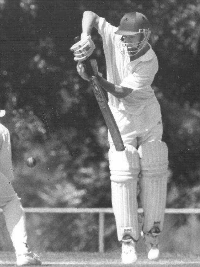 Palmerston batsman Alan Dighton mid-action during a cricket match held at Kahlin Oval. Published: 25/6/1995.