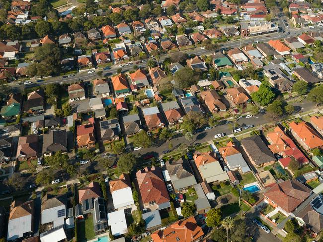 SYDNEY, AUSTRALIA - NewsWire Photos SEPTEMBER 14 2023. Generic housing & real estate house generics. Pic shows aerial view of suburban rooftops in Summer Hill, taken by drone. Picture: NCA NewsWire / Max Mason-Hubers