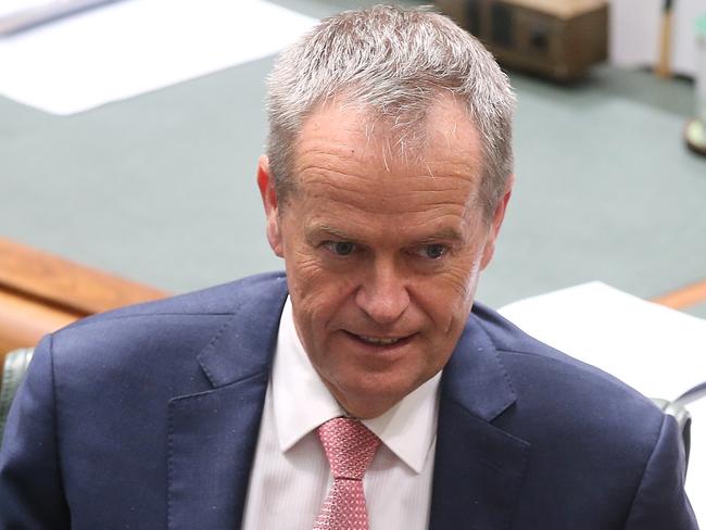 Opposition Leader Bill Shorten in Question Time in the House of Representatives Chamber, at Parliament House in Canberra. Picture Kym Smith