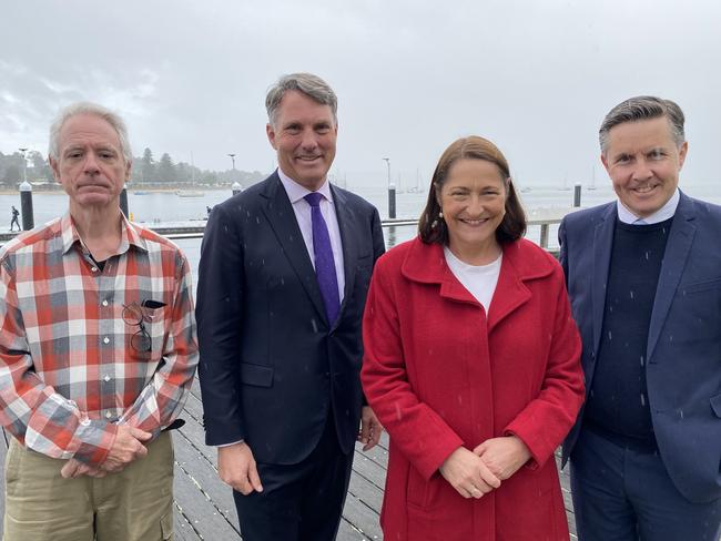 John Francy (local resident), Richard Marles, Fiona Phillips and Mark Butler in Batemans Bay on Tuesday, May 10, 2022. Picture: Supplied