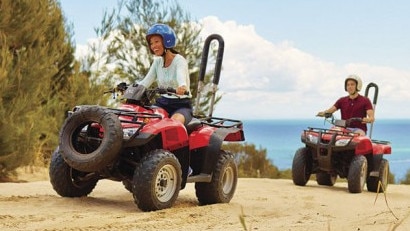 Quad bike around the island. Picture: Tangalooma Resort.