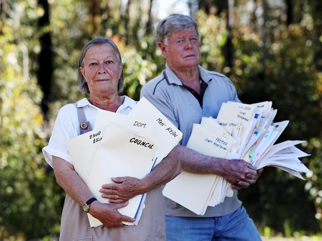 Martin and his wife Marion live on a 100 acre property in Bilpin in the Hawkesbury area. Due to a convoluted law passed earlier this year, they are unable to clear a 25m fire break to protect their property ahead of the upcoming bushfire season. They are terrified they, and their neighbours, could experience a repeat of the catastrophic scenarios seen during the 2019-2020 tragedy if the law is not overturned.Jane Dempster/The Australian.