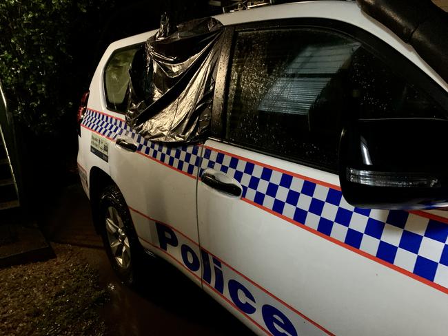 Police are investigating the suspicious death of a 69-year-old woman at Finch Hatton on June 4. A 37-year-old Mackay man is assisting police. There were two incidents at two separate Boulder Rd addresses. The woman died at Zahmel St. A police vehicle was damaged when the man was taken into police custody. Picture: Rae Wilson