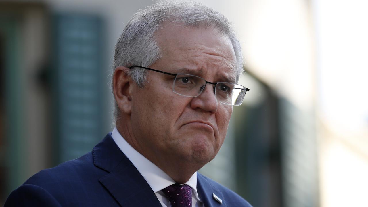 Prime Minister Scott Morrison addresses the media from Kirribilli House, Sydney. Picture: NCA NewsWire/Nikki Short