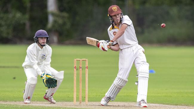 George Kelsall from Padua in the AIC cricket game between Padua College and Marist Ashgrove at Banyo. Picture: (AAP Image/Richard Walker)