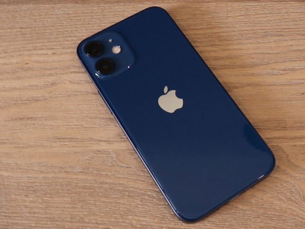 The iPhone 12 mini in its new blue colour.