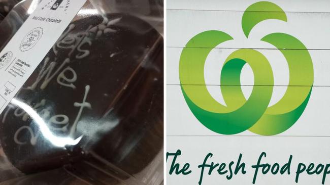 A shopper has gone viral on social media after sharing an image of an attempted Anzac Day tribute iced atop one of Woolworths’ beloved chocolate mudcakes. Picture: Reddit