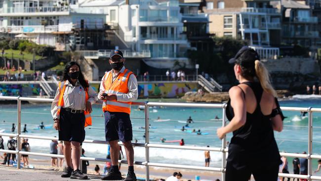 Bondi Beach was busy on Sunday with temperatures at 29C. Picture: NCA NewsWire / Gaye Gerard