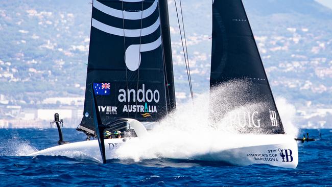 The Australian team on the water. Picture: Nic Douglass @sailorgirlhq