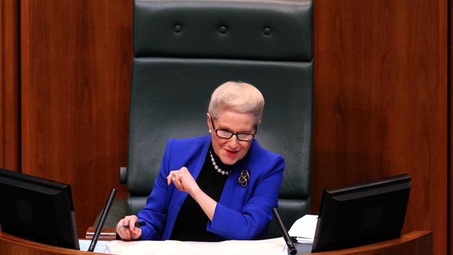 When it reigns ... Mrs Bishop in the Speaker’s chair.